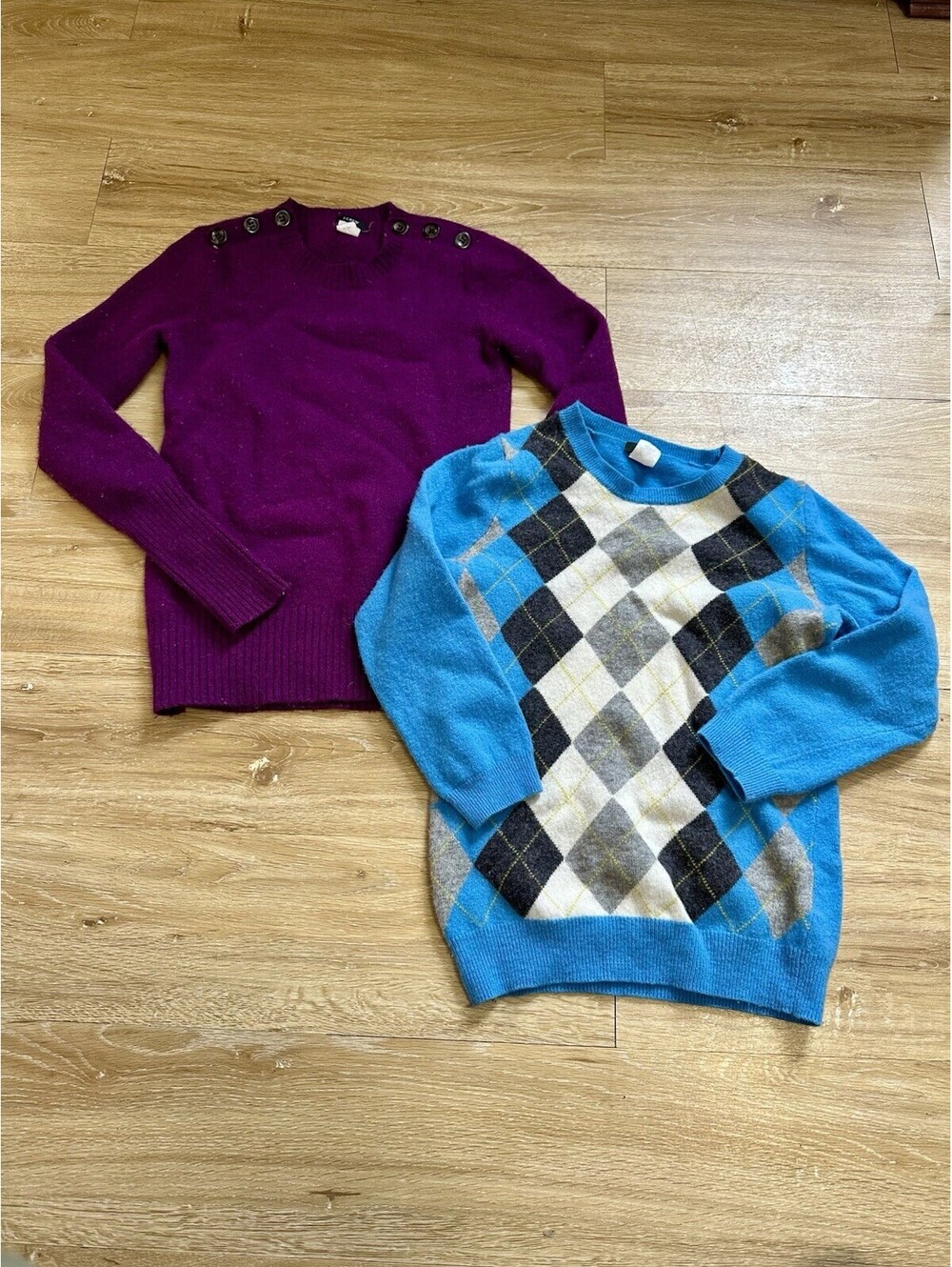 2 J. Crew Argyle Sweater Women's Size XS Long Sleeve Wool Cashmere